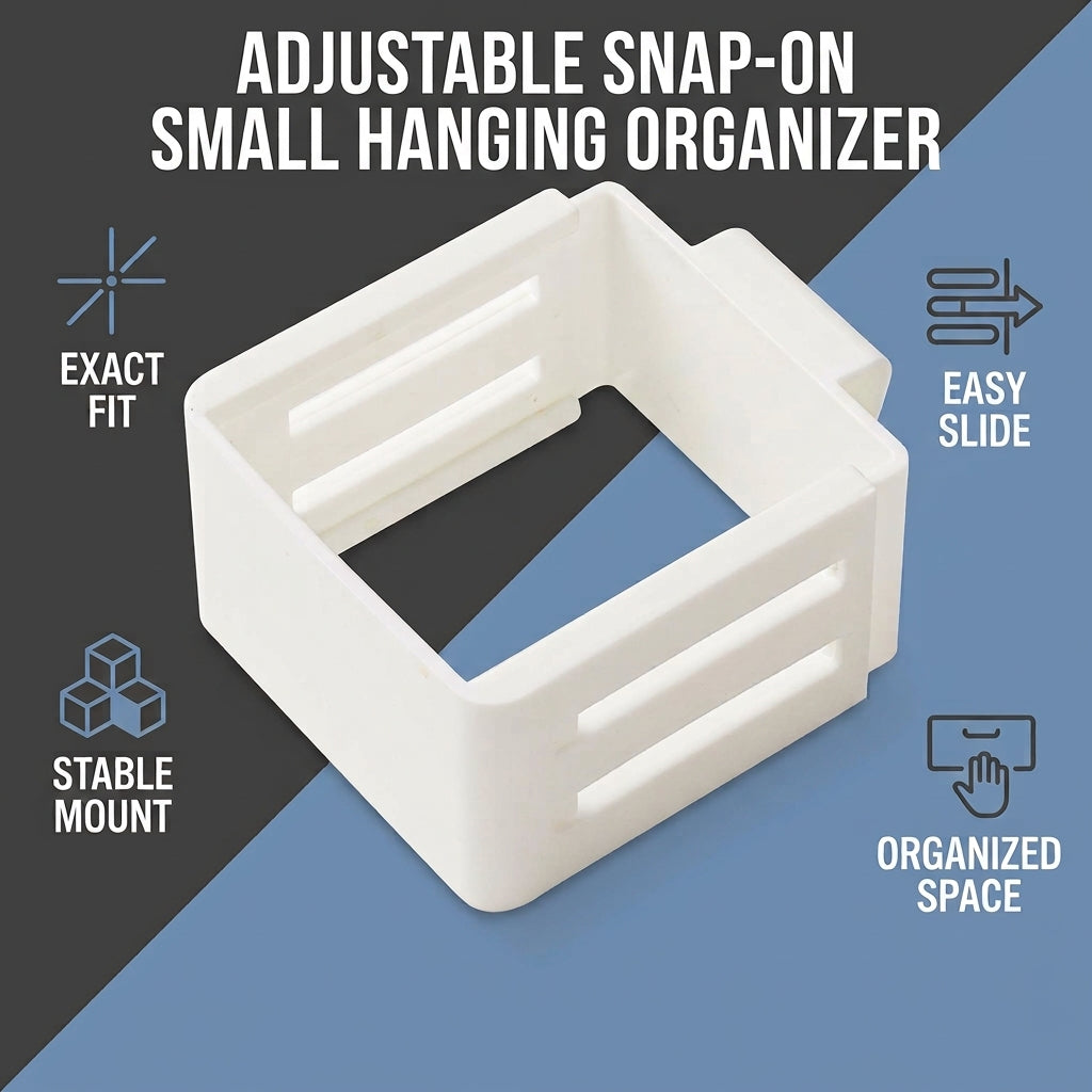 Adjustable Snap-On Hanging Organizer Bin, Expandable Mini Storage Box for Fridge Side Door, Pantry, Cosmetics, Medicine & Office Supplies
